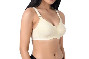 INNER TOUCH Women's Cotton Non-Padded Wire Free Regular Bra (INT-1202_White, Skin, Black_40)-thumb3