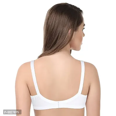 INNER TOUCH Women's Cotton Non-Padded Non-Wired Broad Strap Full Coverage Bra (b, 44) White-thumb3