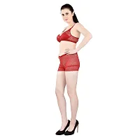 INNER TOUCH Non Padded Wirefree Full Net Bridal Set (Cherry Red)-thumb2