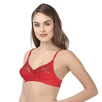 INNER TOUCH Women's Non-Padded Non-Wired Fancy Bra (Red_32B)-thumb2