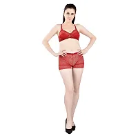 INNER TOUCH Non Padded Wirefree Full Net Bridal Set (Cherry Red)-thumb4