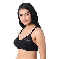 INNER TOUCH Women's Cotton Non Padded Full Coverage Everyday Bra Black-thumb2