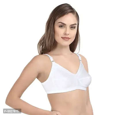 INNER TOUCH Women's Cotton Non-Padded Non-Wired Broad Strap Full Coverage Bra (b, 44) White-thumb4
