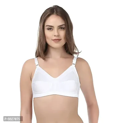 INNER TOUCH Women's Cotton Non-Padded Non-Wired Broad Strap Full Coverage Bra (b, 44) White-thumb0