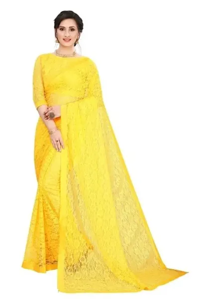 Elegant Net Women Saree with Blouse piece