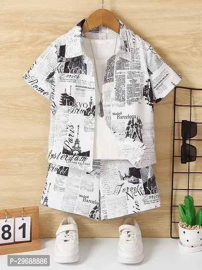 Fancy Multicoloured Printed Shirts with Shorts For Boys (Co-Ord set)-thumb0