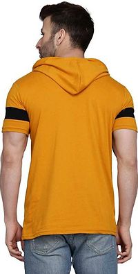 Premium Yellow Cotton Hooded T-Shirt For Men-thumb3