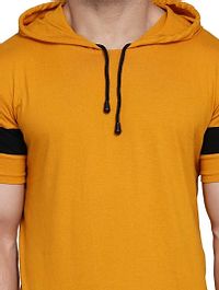 Premium Yellow Cotton Hooded T-Shirt For Men-thumb4