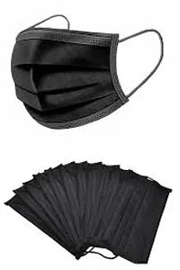 Anon Non-Woven Fabric Disposable Face Mask, 3-Ply Adult Masks, Single Use Facial Cover with Elastic Earloops For Home, Office, School and Outdoors (Pack of 100,Unisex (Black, 100)-thumb1