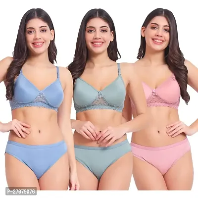 Fancy Cotton Lingerie Sets For Women Pack Of 3