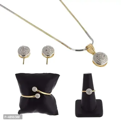 Trendy Brass Pendant with Chain, Earring, Ring and Bracelet for Women-thumb0