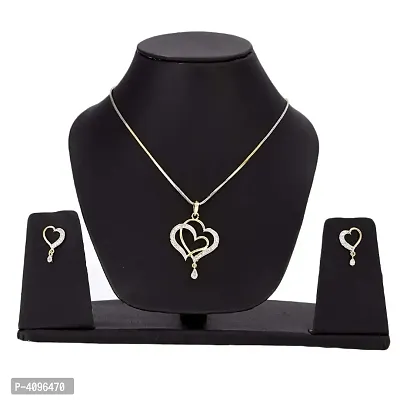 Trendy Brass Pendant with Chain and Earring for Women-thumb0