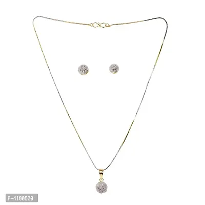 Trendy Brass Pendant with Chain and Earring for Women