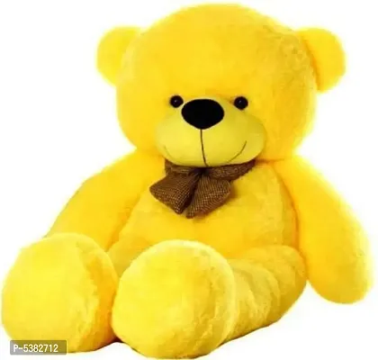 Yellow Fur Filled With Pure Fiber Teddy Bear ( 3 Feet )-thumb0