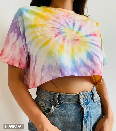 Stylish Casual Cotton Tie and Dye Crop Top