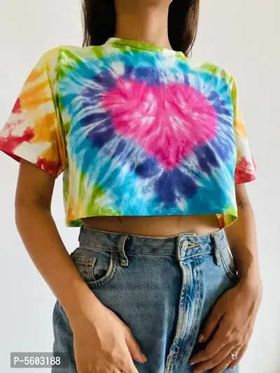 Stylish Casual Cotton Tie and Dye Crop Top