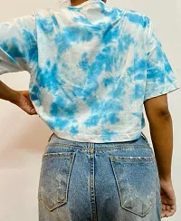 Stylish Cotton Blue Tie-Dye Crop Top-thumb1