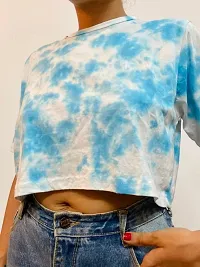 Stylish Cotton Blue Tie-Dye Crop Top-thumb2