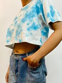 Stylish Cotton Blue Tie-Dye Crop Top-thumb3