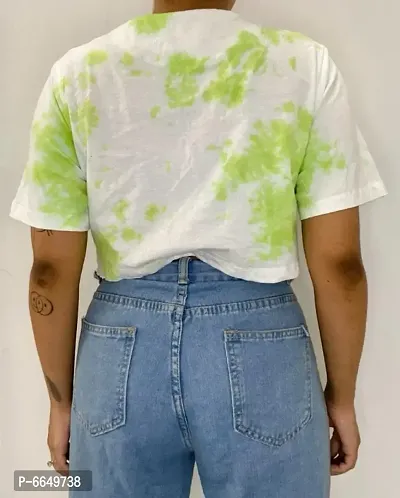 Green Dots Tie Dye Cotton Crop Top-thumb2