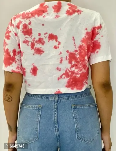 Red Dots Tie Dye Cotton Crop Top-thumb2