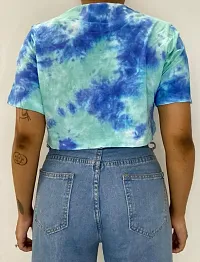 Teal and Blue Dots Tie Dye Cotton Crop Top-thumb1