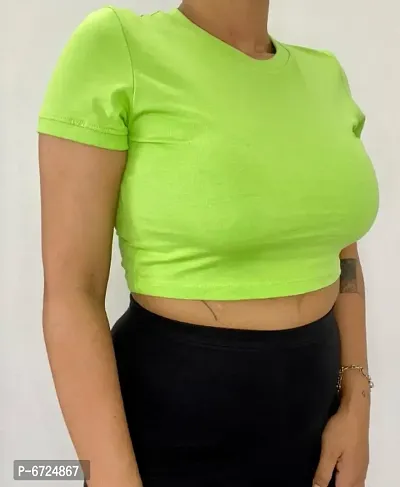 Parrot Green Trendy Cotton Baby Crop Top-thumb2