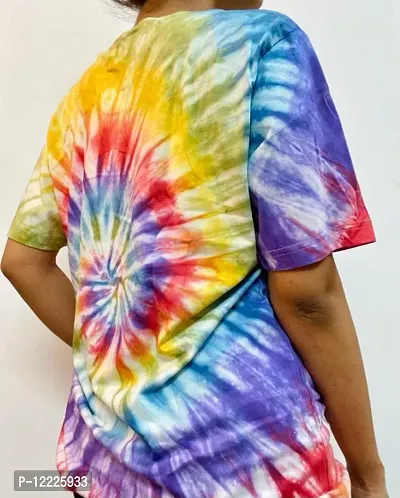 Body Concept Rainbow Multicolour Spiral Tie Dye Cotton Tshirt-thumb2