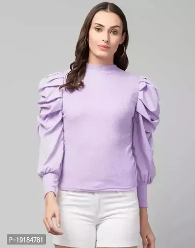 Stylish look puff high neck top for women and girls