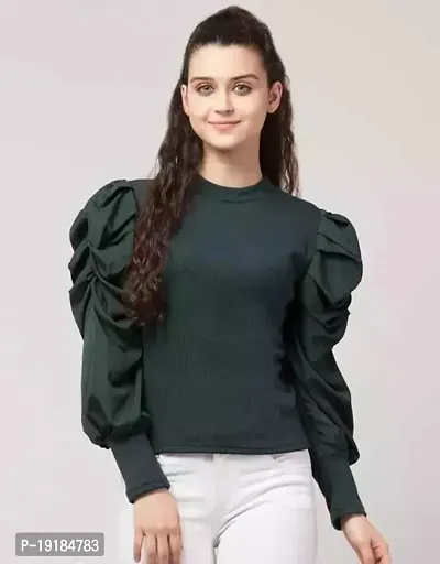 Stylish look puff high neck top for women and girls