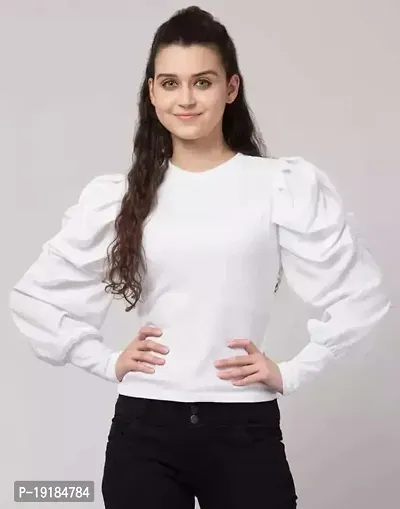 Stylish look puff high neck top for women and girls-thumb0