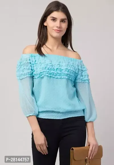 Sky Blue Crop Tops Womens