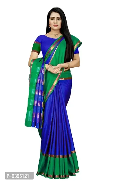 Soft Cotton Silk Fancy Latest Daily Wear Designer Blue Saree