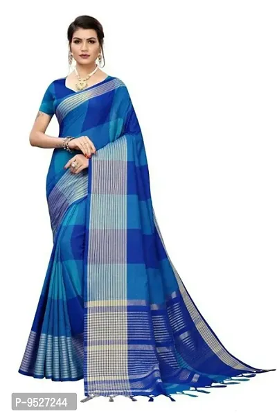 Classic Cotton Checked Saree with Blouse piece-thumb0
