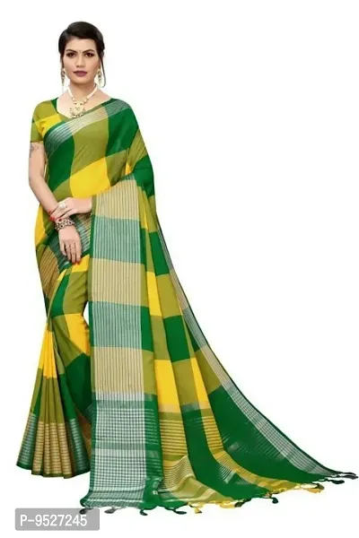 Classic Cotton Checked Saree with Blouse piece-thumb0