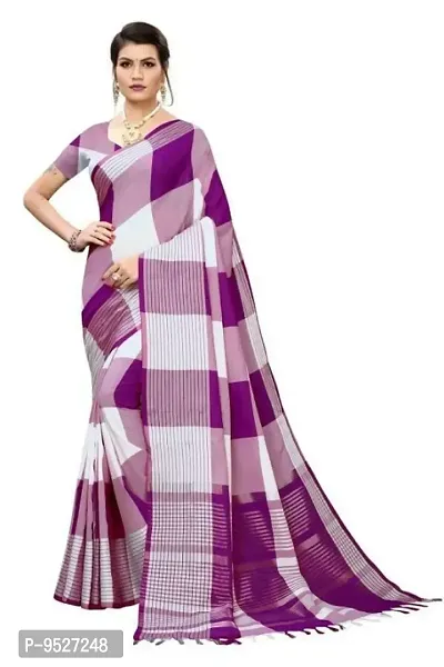 Classic Cotton Checked Saree with Blouse piece