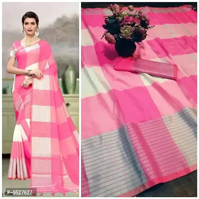 Classic Cotton Silk Checked Saree with Blouse piece