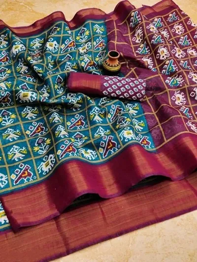 Attractive Bandhani Zari Border Saree with Blouse piece