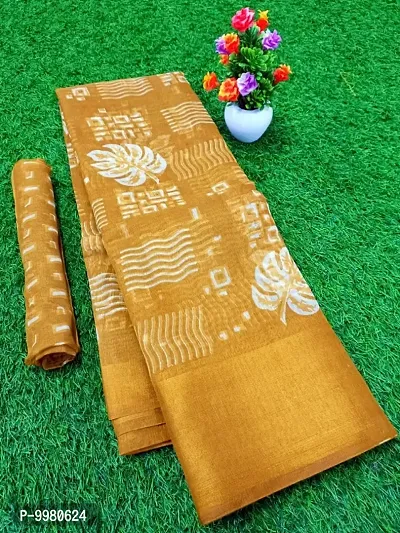 Printed Cotton Saree with Blouse Piece-thumb0
