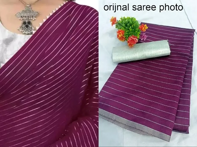 Latest Design Striped Georgette Sarees With Blouse piece