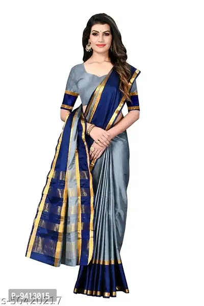 Beautiful Cotton Blend Saree with Blouse piece-thumb0