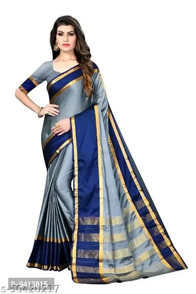 Beautiful Cotton Blend Saree with Blouse piece-thumb3