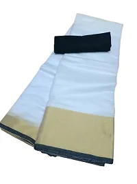 White Chanderi Cotton Woven Design Sarees For Women-thumb1