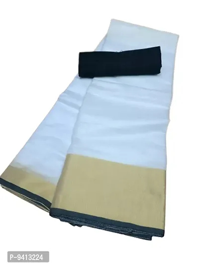 White Chanderi Cotton Woven Design Sarees For Women-thumb2