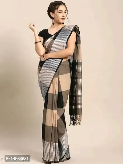 Beautiful Cotton Checked Saree with Blouse piece-thumb0