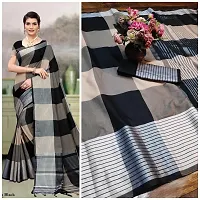 Beautiful Cotton Checked Saree with Blouse piece-thumb1