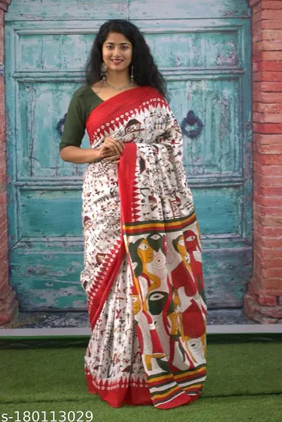 Alluring Cotton Printed Ikat Sarees With Blouse Piece