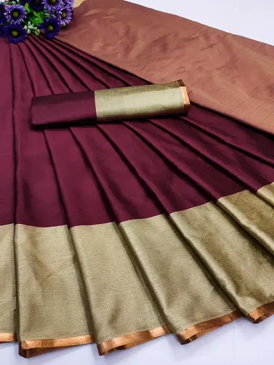 Trendy Cotton Silk Checked Sarees with Art Silk Blouse Piece