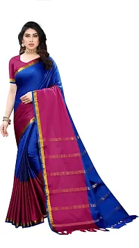 Fancy Silk Blend Saree with Blouse Piece for Women-thumb1