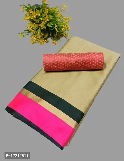 Khaki Cotton Silk Solid Sarees For Women